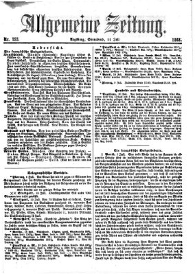 Allgemeine Zeitung Samstag 11. Juli 1868