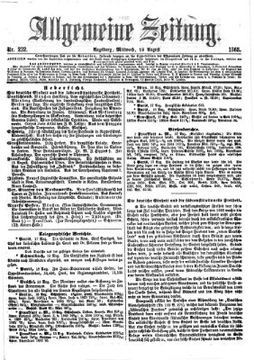 Allgemeine Zeitung Mittwoch 19. August 1868