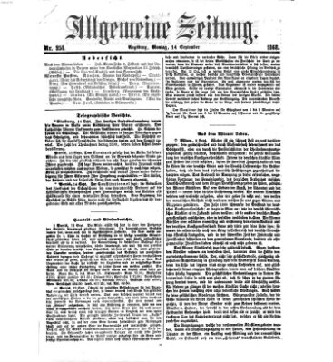 Allgemeine Zeitung Montag 14. September 1868