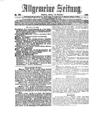 Allgemeine Zeitung Freitag 25. September 1868