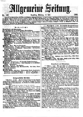 Allgemeine Zeitung Sonntag 11. Juli 1869