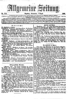 Allgemeine Zeitung Samstag 7. August 1869