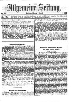 Allgemeine Zeitung Montag 9. August 1869