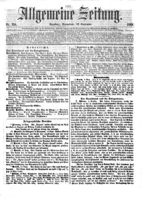 Allgemeine Zeitung Samstag 11. September 1869