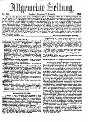 Allgemeine Zeitung Donnerstag 16. September 1869