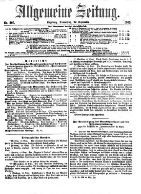 Allgemeine Zeitung Donnerstag 23. September 1869