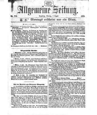 Allgemeine Zeitung Montag 1. August 1870