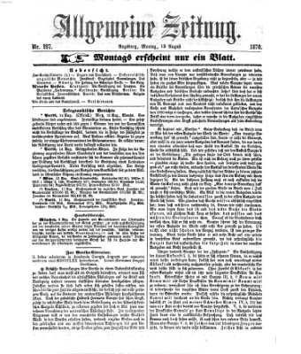 Allgemeine Zeitung Montag 15. August 1870