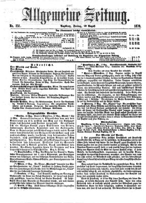 Allgemeine Zeitung Freitag 19. August 1870