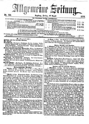 Allgemeine Zeitung Freitag 26. August 1870