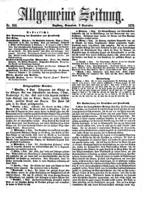 Allgemeine Zeitung Samstag 3. September 1870