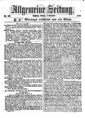 Allgemeine Zeitung Montag 5. September 1870