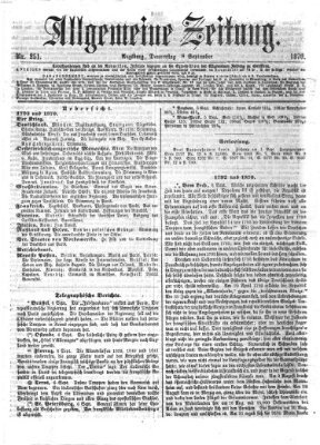 Allgemeine Zeitung Donnerstag 8. September 1870