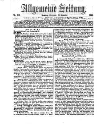 Allgemeine Zeitung Samstag 10. September 1870