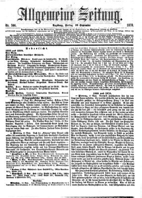 Allgemeine Zeitung Freitag 23. September 1870