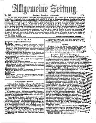 Allgemeine Zeitung Samstag 24. September 1870