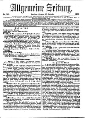 Allgemeine Zeitung Sonntag 25. September 1870