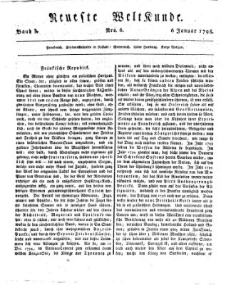 Allgemeine Zeitung Samstag 6. Januar 1798