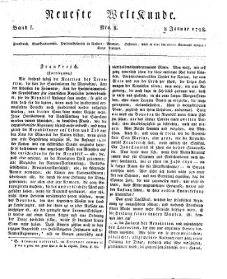 Allgemeine Zeitung Montag 8. Januar 1798