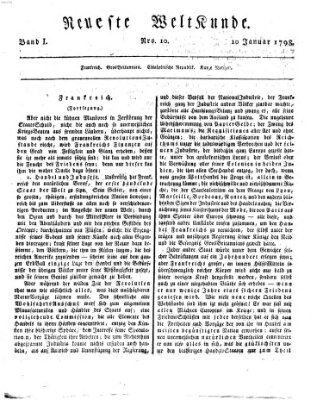 Allgemeine Zeitung Mittwoch 10. Januar 1798