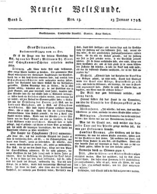 Allgemeine Zeitung Samstag 13. Januar 1798