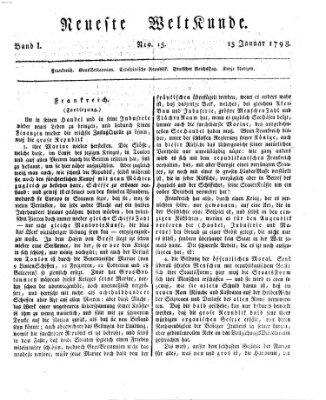 Allgemeine Zeitung Montag 15. Januar 1798