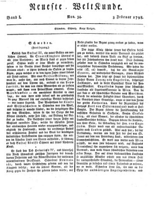 Allgemeine Zeitung Samstag 3. Februar 1798