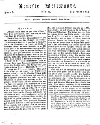 Allgemeine Zeitung Donnerstag 8. Februar 1798