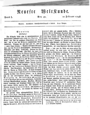 Allgemeine Zeitung Samstag 10. Februar 1798