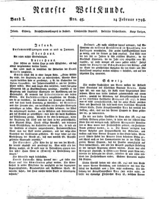 Allgemeine Zeitung Mittwoch 14. Februar 1798