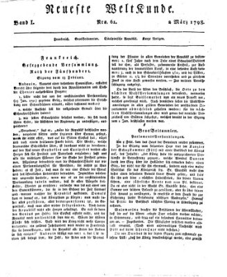 Allgemeine Zeitung Freitag 2. März 1798