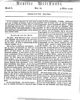 Allgemeine Zeitung Samstag 3. März 1798