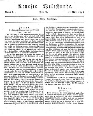 Allgemeine Zeitung Samstag 17. März 1798