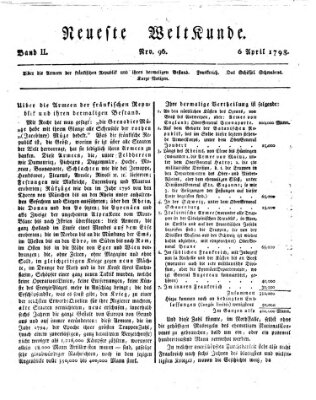 Allgemeine Zeitung Freitag 6. April 1798