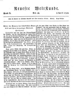 Allgemeine Zeitung Sonntag 8. April 1798