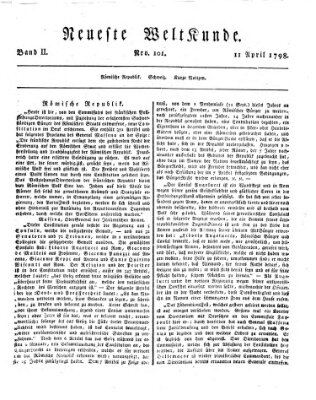 Allgemeine Zeitung Mittwoch 11. April 1798