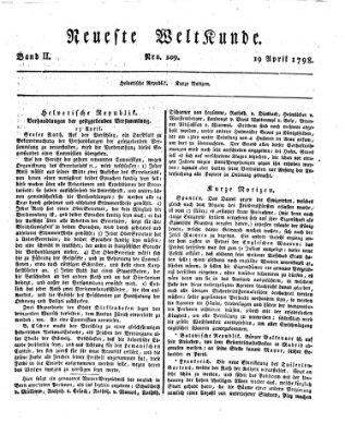 Allgemeine Zeitung Donnerstag 19. April 1798