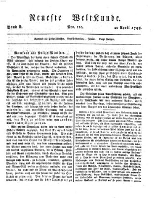 Allgemeine Zeitung Freitag 20. April 1798