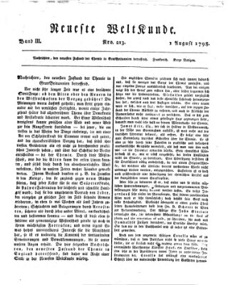 Allgemeine Zeitung Mittwoch 1. August 1798