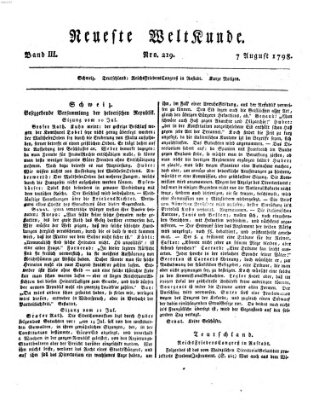 Allgemeine Zeitung Dienstag 7. August 1798