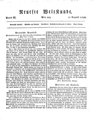 Allgemeine Zeitung Samstag 11. August 1798