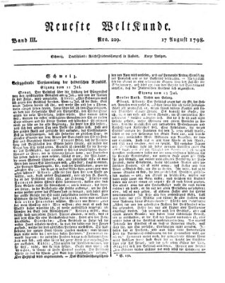 Allgemeine Zeitung Freitag 17. August 1798