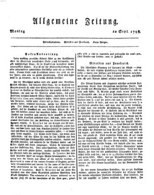 Allgemeine Zeitung Montag 10. September 1798