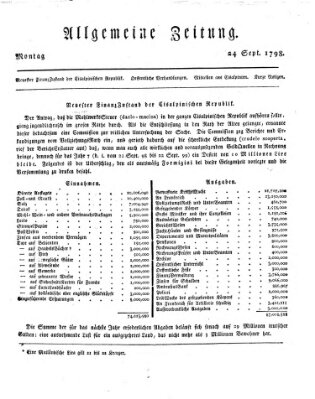 Allgemeine Zeitung Montag 24. September 1798