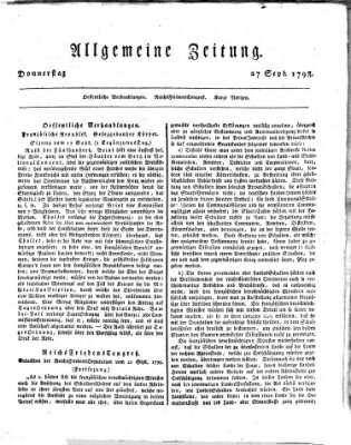 Allgemeine Zeitung Donnerstag 27. September 1798