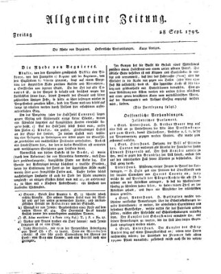 Allgemeine Zeitung Freitag 28. September 1798