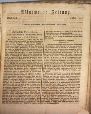 Allgemeine Zeitung Dienstag 2. Oktober 1798