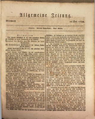 Allgemeine Zeitung Mittwoch 10. Oktober 1798