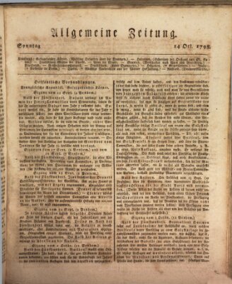 Allgemeine Zeitung Sonntag 14. Oktober 1798