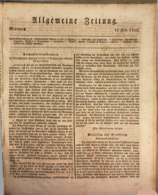 Allgemeine Zeitung Mittwoch 17. Oktober 1798